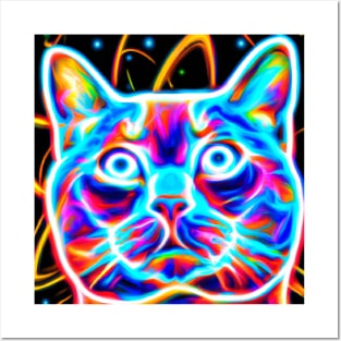 Cosmic Laser Synth Cat Posters and Art